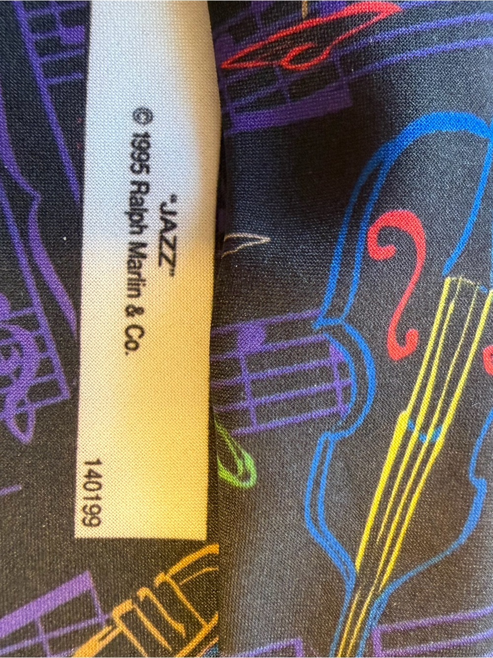 Ralph Marlin Navy Tie with Multicolor Musical Instruments - Picture 3 of 4